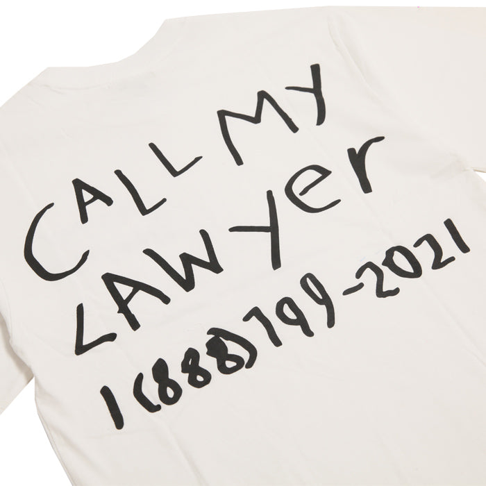 Market Call My Lawyer Hand Drawn Tshirt White