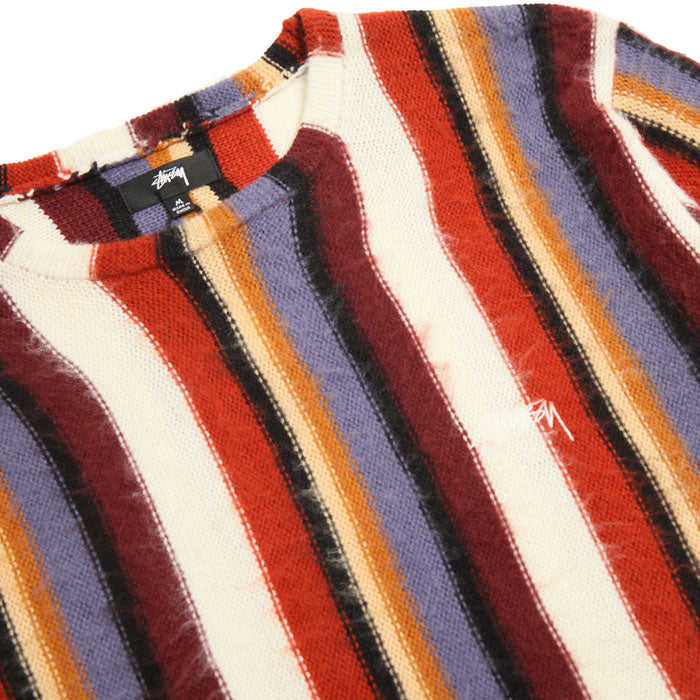 Stussy Vertical Striped Knit Crew Rust