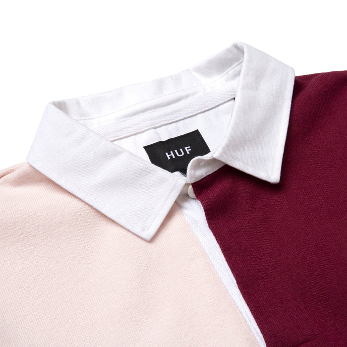 Huf Mick Color Block Rugby Shirt Merlot